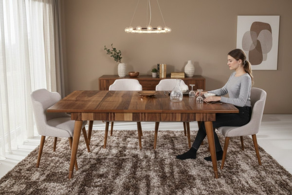 Eetkamer set Eetgroep Houten tafel Tafels 5-delige complete set Eettafel 4x stoelen
