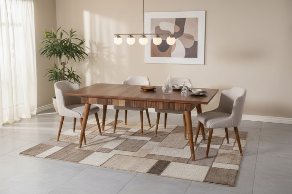 Eetkamer set Eetgroep Houten tafel Tafels 5-delige complete set Eettafel 4x stoelen