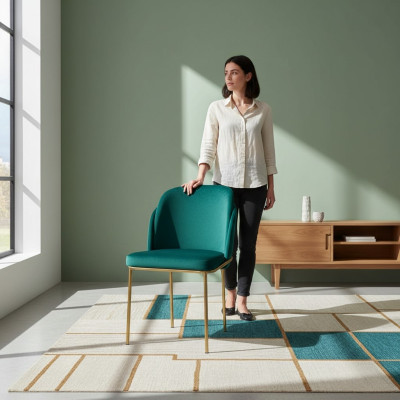 Eetkamer woonkamer kantoor meubels stoel ontwerp zonder armleuningen luxe fauteuil