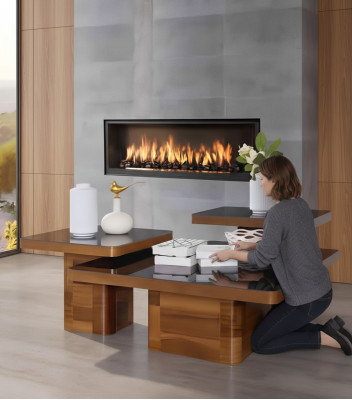 Woonkamer houten tafel set salontafel tafel meubels hout glas set salontafels