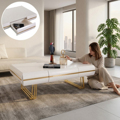 Salontafel Bijzettafel Woonkamertafel Moderne Tafels Wit Goud