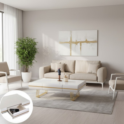 Salontafel Bijzettafel Woonkamertafel Moderne Tafels Wit Goud