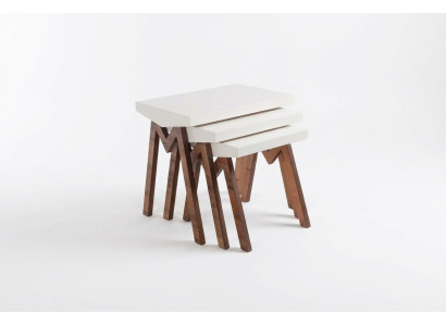 Bloemenstandaard Bijzettafels Houten tafels Set Bijzettafel Tafel Salontafel 3-delig.