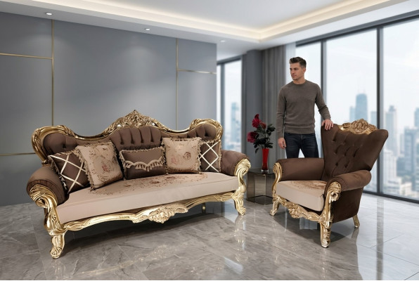 Klassieke bankstel bank woonkamer meubilair inrichting 3+1 zitsbank