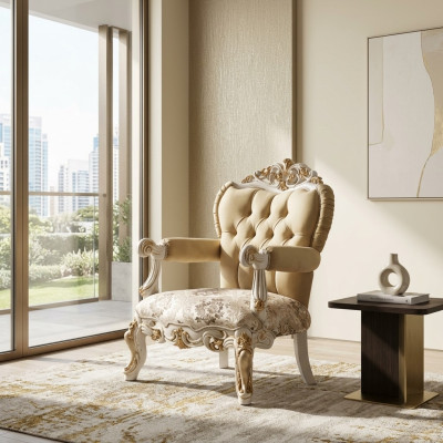Klassieke fauteuil Eenpersoons Troon Barok Rococo Woonkamer Armstoel