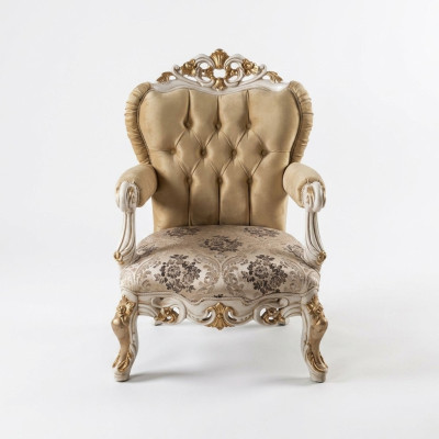 Klassieke fauteuil Eenpersoons Troon Barok Rococo Woonkamer Armstoel