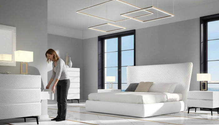 Bettrahmen Meubelontwerp Tweepersoonsbed Luxe Slaapkamer Houten Kunstlederen Bed Nieuw