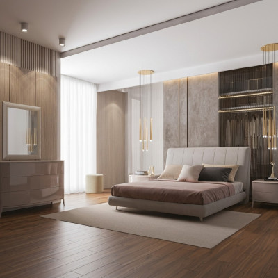 Tweepersoonsbed hout gestoffeerde bedden tweepersoons bedframe modern luxe slaapkamer bed.