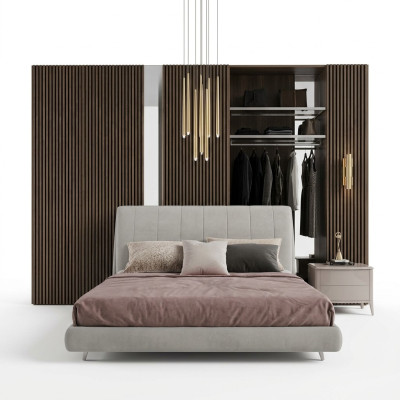 Tweepersoonsbed hout gestoffeerde bedden tweepersoons bedframe modern luxe slaapkamer bed.