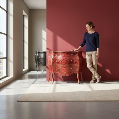 Italiaans meubilair Rode ladekast met laden dressoir commodes hout Nieuw