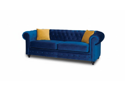 Bankstellen bekledde bankstellen 3-zits Chesterfield textielbank Blauw Klassiek Ontwerper Nieuw