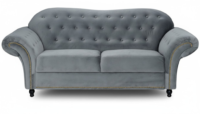 Tweezits grijze Chesterfield bank gestoffeerde meubels stof banken banken textiel -> Tweezits grijze Chesterfieldbank gestoffeerd met meubelstof banken textiel