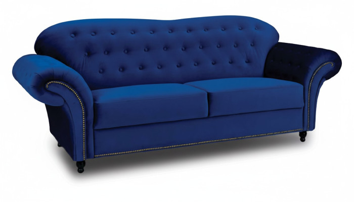Driepersoonsbank van textiel Blauwe bank Bekleding Meubilair Inrichting Banken Banken