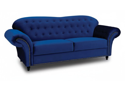 Driepersoonsbank van textiel Blauwe bank Bekleding Meubilair Inrichting Banken Banken