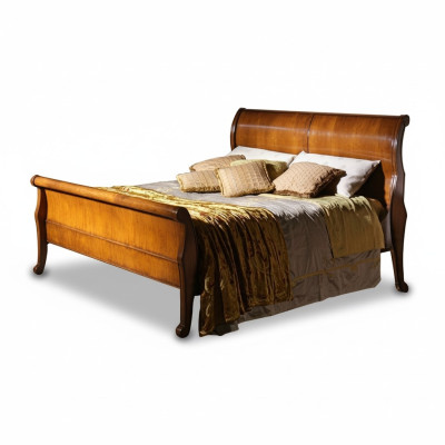 Bed Bruin Slaapkamer Houten meubels Textiel Design Hotelbedden Art Deco Stijl Nieuw