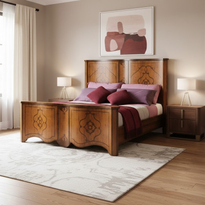 Bed Bruin Slaapkamermeubels Hout Design 160x200cm Bekledingshotelbedden Textiel