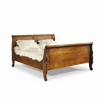 Bedden Bed Dubbel Bed Slaapkamer Hout Bekleed Bruin Dubbele Bedden Nieuw