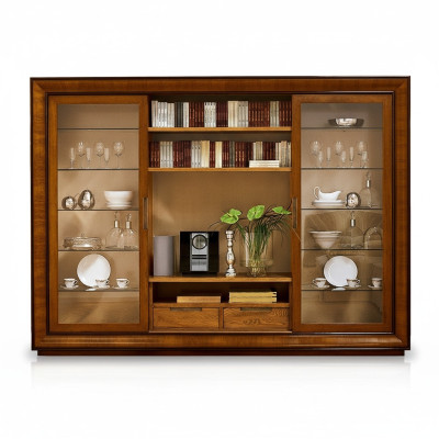 Woonkamerkast wandmeubel boekenplank vitrine XXL woonwanden Italiaanse meubels hout.