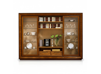 Woonkamerkast wandmeubel boekenplank vitrine XXL woonwanden Italiaanse meubels hout.