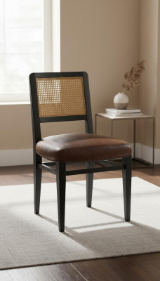 Eetkamerstoel Luxe Art Deco stoelen Lederen design houten stoel Italiaanse meubels.