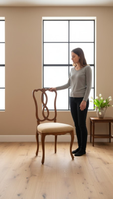 Eetkamer Woonkamer Stoel Hout Fauteuil Meubels Lederen stoel Stoel Luxe Meubels Bruin