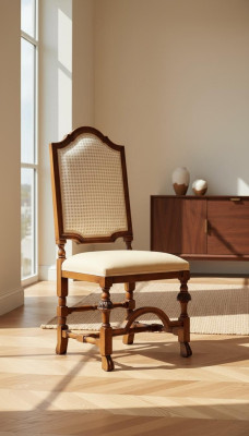 Stoel 1-zits fauteuil hout luxe klasse meubelontwerp armstoel hout eetkamer nieuw
