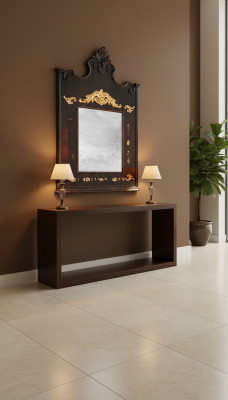 Echt houten spiegel houten lijst wandspiegel bruin gesneden klassieke spiegel