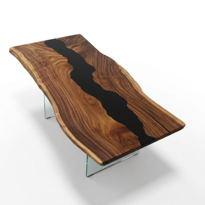 Tafel Epoxyhars Eettafel Echt Hout Massief Tafels 183x90 Riviertafel