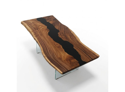 Tafel Epoxyhars Eettafel Echt Hout Massief Tafels 183x90 Riviertafel