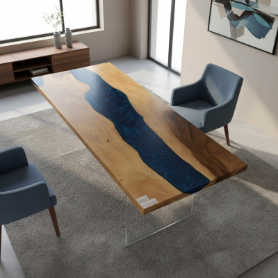Eettafel River Table Echt Hout Riviertafel Massief Epoxyhars Tafels 181x81 Nieuw