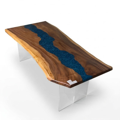 Eettafel Rivier Water Riviertafel Echt hout Riviertafel 200x90 Tafels Epoxyhars Nieuw