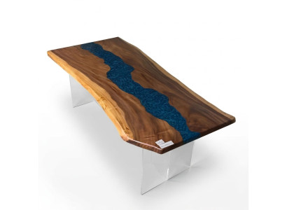 Eettafel Rivier Water Riviertafel Echt hout Riviertafel 200x90 Tafels Epoxyhars Nieuw