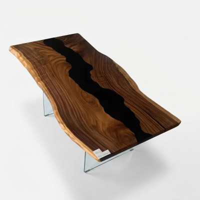 Epoxiehars Riviertafel Echt hout Zwart Water Tafel Epoxy Meubels Nieuw