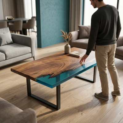 Epoxihars Eettafel River Table 200x90 Nieuw Echt houten tafels Massief riviertafel