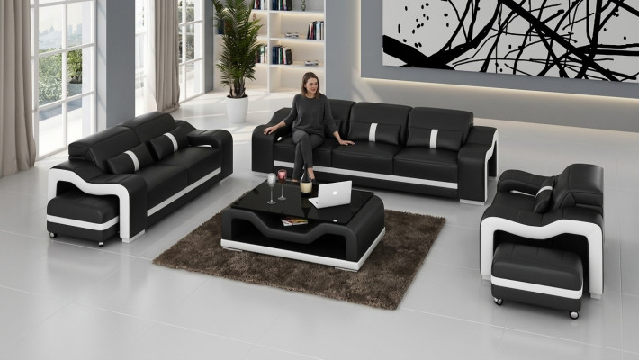 Ontwerp bankstel bank bekleding bankstellen leer modern 3+1 zits compleet set nieuw