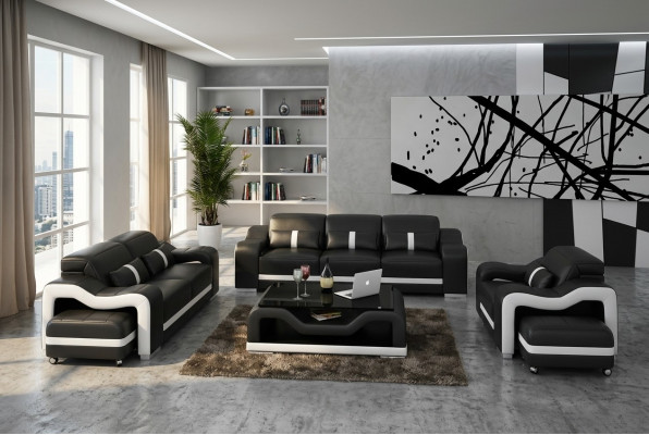 Ontwerp bankstel bank bekleding bankstellen leer modern 3+1 zits compleet set nieuw