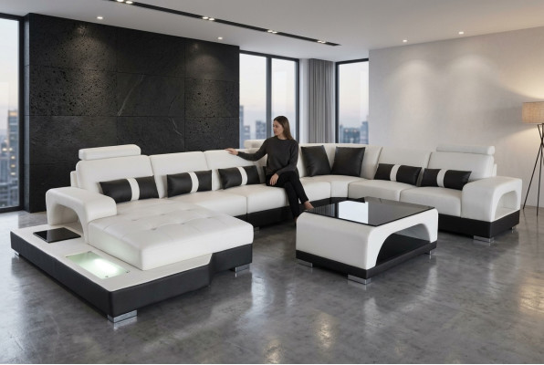 Hoekbank hoekbank Ontwerp Hoekbank Bank Bank Bekleding Woonlandschap LED USB