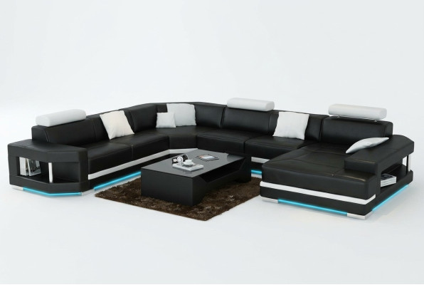 Leren bank Bank Bank Woonlandschap Hoekbank Set Design Moderne bank met USB