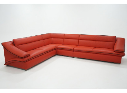 Ontwerp Leren Woonlandschap Hoekbank Moderne Bankstel Hoek Rood USB + LED