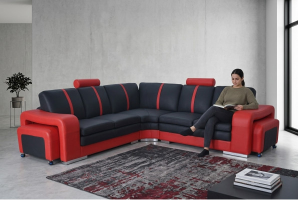 Moderne hoekbank bank bekleding hoekbank bank hoekstuk + USB woonlandschap.