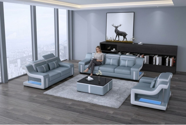 Woonkamer bekledingsset leren bank bank bank zitkussen meubels 3+2+1