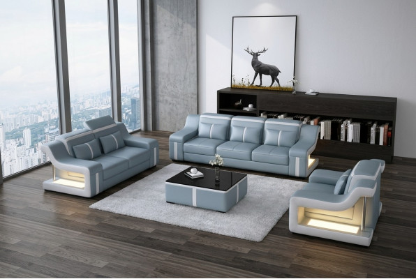 Woonkamer bekledingsset leren bank bank bank zitkussen meubels 3+2+1
