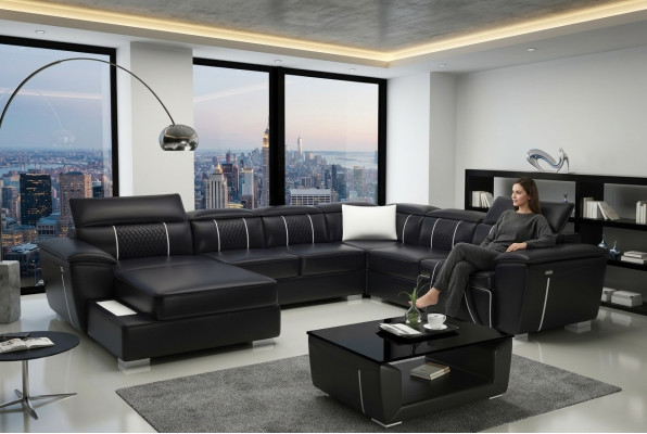 Hoekbank woonlandschap bank bank bekleding leer design ontspanning multifunctioneel U-vorm