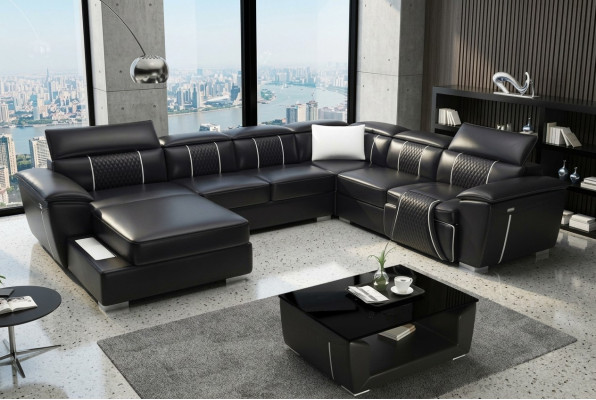 Hoekbank woonlandschap bank bank bekleding leer design ontspanning multifunctioneel U-vorm