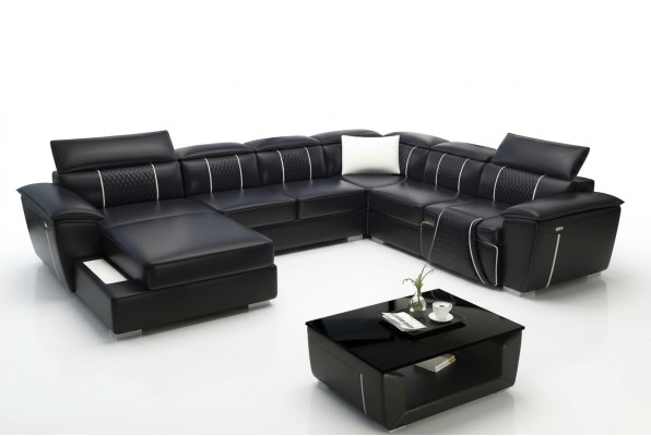 Hoekbank woonlandschap bank bank bekleding leer design ontspanning multifunctioneel U-vorm