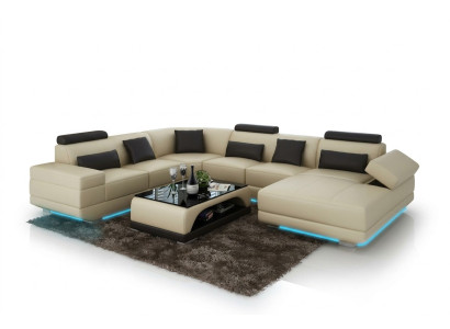 Leren bankstel bank woonlandschap hoekbank hoekbank ontwerp moderne bank beige USB
