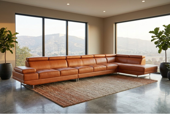 XXL Loungedroom Bank Bekleding Zithoek Leer Hoek + USB