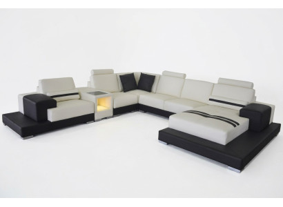 Leren bank Bank woonsamenstelling Hoekbankstel Ontwerp Modern Sofa U-vorm USB