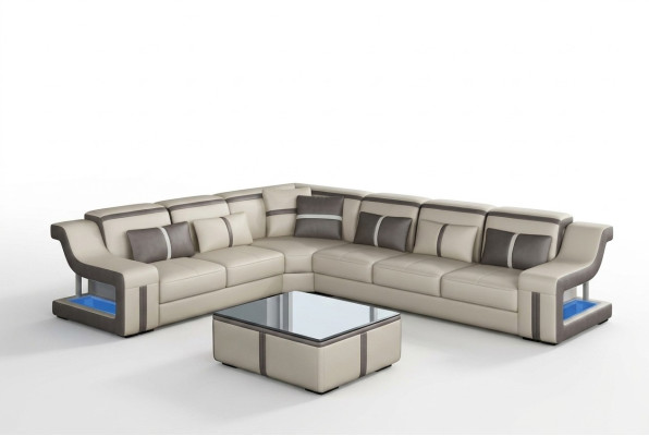XXL Hoekbank Bank met USB-hoek Woonkamerbank Bank Tafel Beklede Stoel Leder  XXL Hoekbank Bank met USB-hoek Woonkamerbank Bank Tafel Beklede Stoel Leer