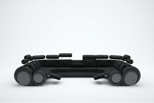 Ontwerp XXL woonlandschap bank met USB, bank bekleding hoekbank textiel stof Nieuw